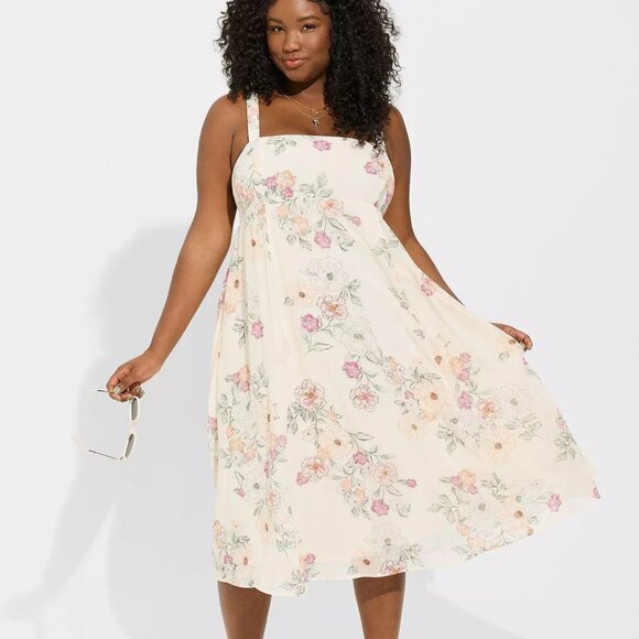 Torrid Midi Chiffon Empire Waist Dress Size 0 - Picture 1 of 6